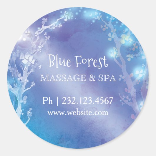 Blue Magical Trees Business Label Aufkleber (Vorderseite)
