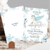 Blue Magical Unicorn Winter 4ever Birthday Einladung
