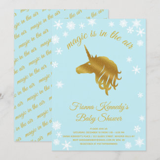 Blue Magical Unicorn Winter Baby Dusche Einladung