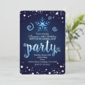 Blue Magical Wirbel Winter Wonderland Einladungen (Stehend Vorderseite)