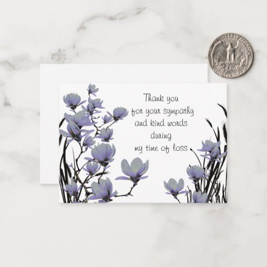 Blue Magnolia Blume Danke Karte (Vorderseite/Rückseite Beispiel)