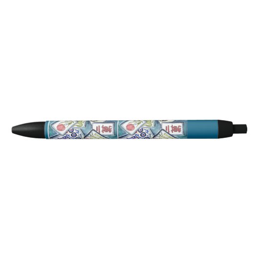 Blue Mahjong Tile Pen Kugelschreiber (Vorderseite)