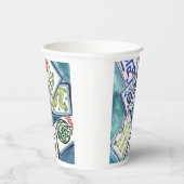 Blue Mahjong Tiles Pappbecher (Rechts)