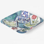 Blue Mahjong Tiles Pappteller (Gewinkelt)