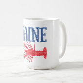 Blue Maine Text Red Watercolor Lobster Kaffeetasse (VorderseiteRechts)