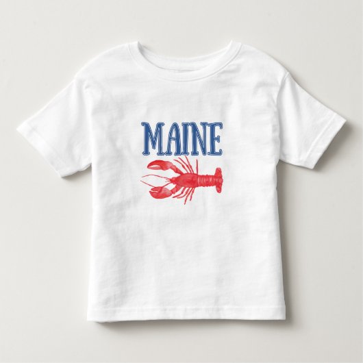 Blue Maine Text Red Watercolor Lobster Kleinkind T-shirt (Vorderseite)