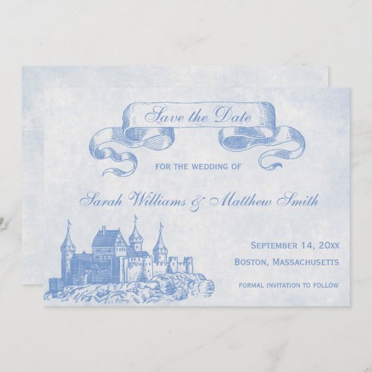 Blue Mairytale Wedding Save the Date (Vorne/Hinten)