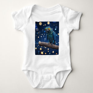 Blue Majestät: The Blue Macaw on Dreamy Blue Bokeh Baby Strampler