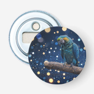 Blue Majestät: The Blue Macaw on Dreamy Blue Bokeh Flaschenöffner