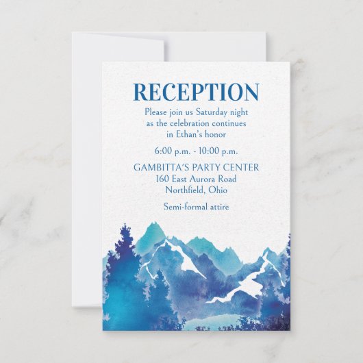 Blue Majestic Mountain Mitzvah Party Card Einladung (Vorderseite)