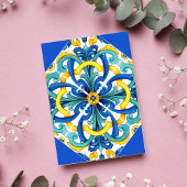 Blue Majolica Tiles Lemons Mediterranean Baby Show Einladung