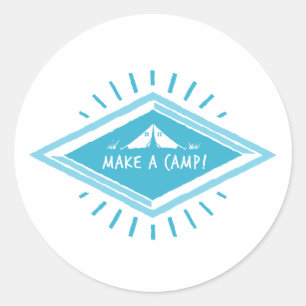 Blue Make a Camp, Great Adventure Runder Aufkleber