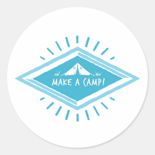 Blue Make a Camp, Great Adventure Runder Aufkleber (Vorderseite)