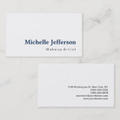 Blue Makeup Artist White Modern Business Card Visitenkarte (Vorne/Hinten)