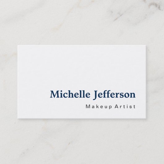 Blue Makeup Artist White Modern Business Card Visitenkarte (Vorderseite)