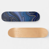 Blue Malachite Golden Accent Luxury Chic Gemstone Skateboard (Horizontal)