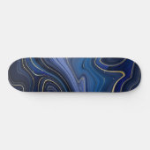 Blue Malachite Golden Accent Luxury Chic Gemstone Skateboard (Horizontal)