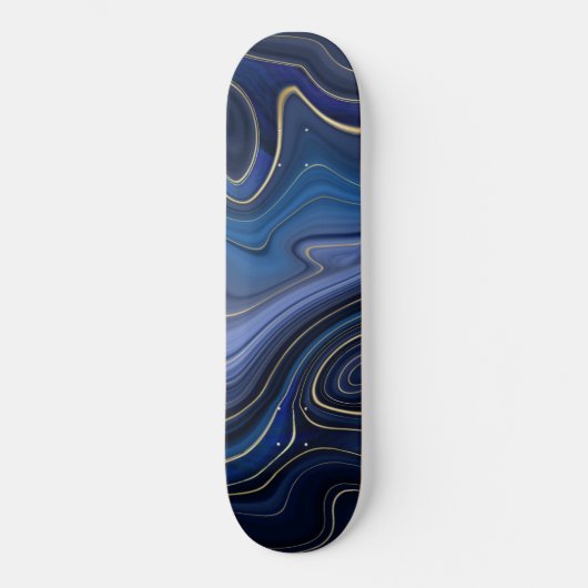 Blue Malachite Golden Accent Luxury Chic Gemstone Skateboard (Vorderseite)