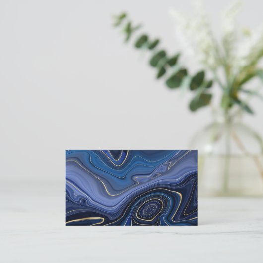 Blue Malachite Golden Accent Luxury Chic Gemstone Visitenkarte (Stehend Vorderseite)