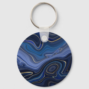 Blue Malachite Golden Accents Luxury Chic Gemstone Schlüsselanhänger