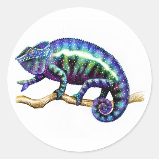 Blue Male Panther Chameleon Stickers (Vorderseite)