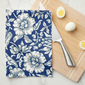 Blue Mallow, bekanntes Muster, Geschirrtuch (Viertel Falte)