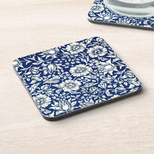 Blue Mallow by William Morris Getränkeuntersetzer (Linke Seite)