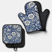 Blue Mallow pattern von William Morris, Ofenhandschuh & Topflappen-Set (Vorderseite/Rückseite)