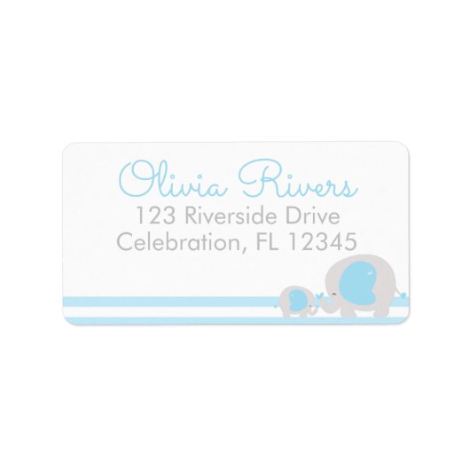 Blue Mama & Baby Elephant Rücksendeadressen-Aufkle Adressaufkleber (Vorne)