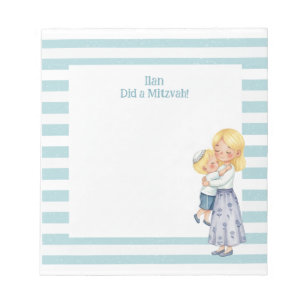 Blue Mama & Son Hug Personalisiert Mitzvah Notizblock