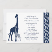 Blue Mama und Baby Giraffe Baby Dusche Einladung (Vorderseite)
