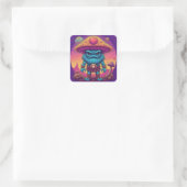 Blue Man Mushroom Quadratischer Aufkleber (Tasche)