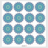 Blue mandala 2" x 2" Aufkleber (Blatt)