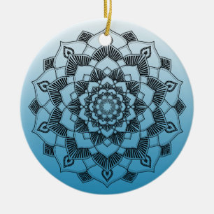 Blue Mandala Abstrakt Schöne Weihnachten Keramik Ornament