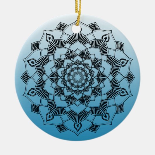 Blue Mandala Abstrakt Schöne Weihnachten Keramik Ornament (Vorne)
