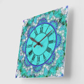 Blue mandala Acrylic Wall Clock Quadratische Wanduhr (Winkel)