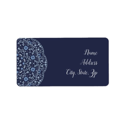 Blue Mandala Address Label Adressaufkleber (Vorne)