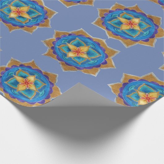 Blue mandala Art Matte Wrapping Paper, Geschenkpapier (Ecke)
