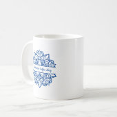 Blue Mandala Art Personalisiert Name Kaffee Tasse (Vorderseite Links)