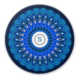 Blue Mandala auf der Marine mit anfänglicher Schub Keramikknauf