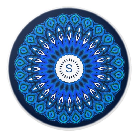 Blue Mandala auf der Marine mit anfänglicher Schub Keramikknauf (Vorderseite)