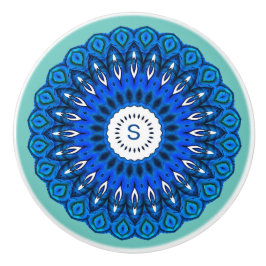 Blue Mandala auf Türkis mit anfänglicher Schubkraf Keramikknauf