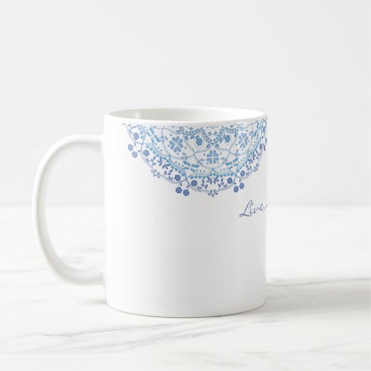 Blue Mandala auf White Editable Tasse (Links)