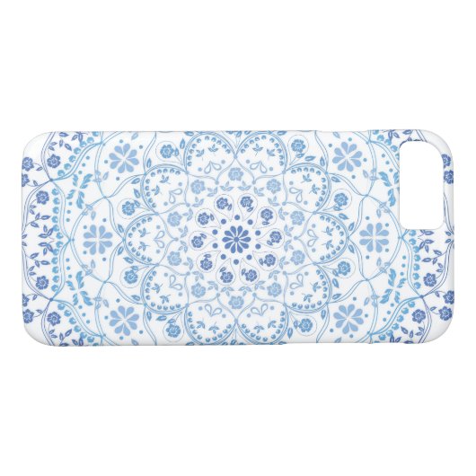 Blue Mandala auf White I Handycase Case-Mate iPhone Hülle (Rückseite (Horizontal))