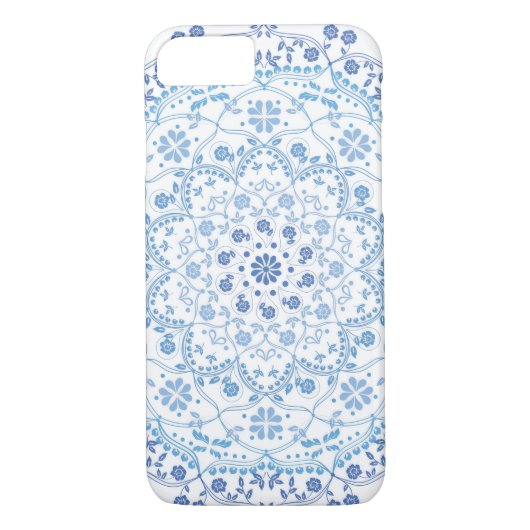 Blue Mandala auf White I Handycase Case-Mate iPhone Hülle (Rückseite)