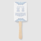 Blue Mandala auf White Wedding Program Fan Fächer (Rückseite)