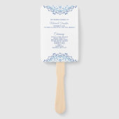 Blue Mandala auf White Wedding Program Fan Fächer (Vorderseite)