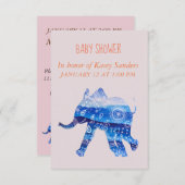 Blue Mandala Baby Elephant Baby Dusche Einladungen (Vorne/Hinten)