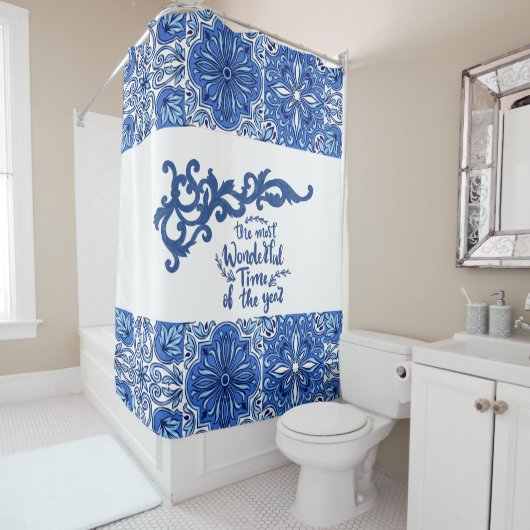 Blue Mandala Bathroom Vorhang (Beispiel)