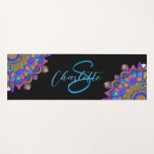 Blue Mandala Boho Monogram Yoga Mat Yogamatte (Vorderseite (Horizontal))